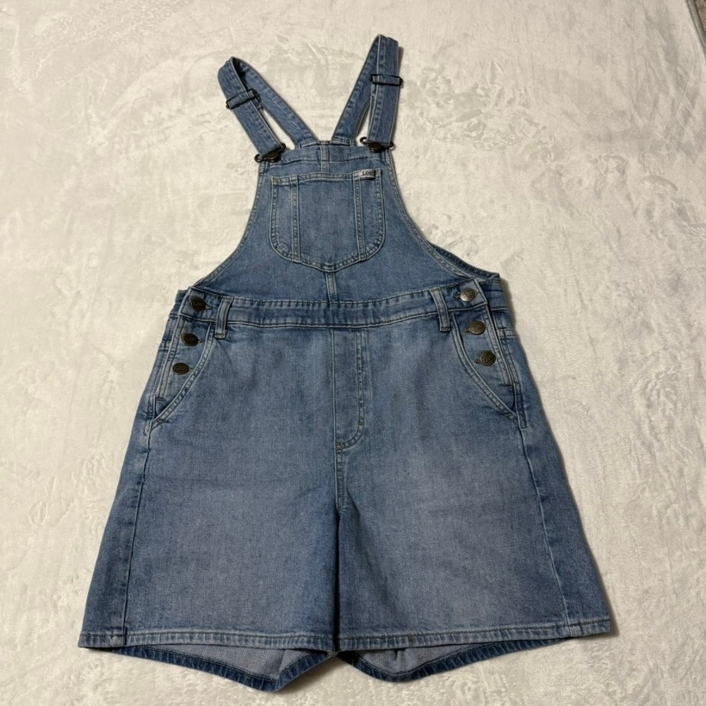 Lee Denim Shortalls Women‎ Size S Light Wash Blue Vintage 90s Style Bib Overalls